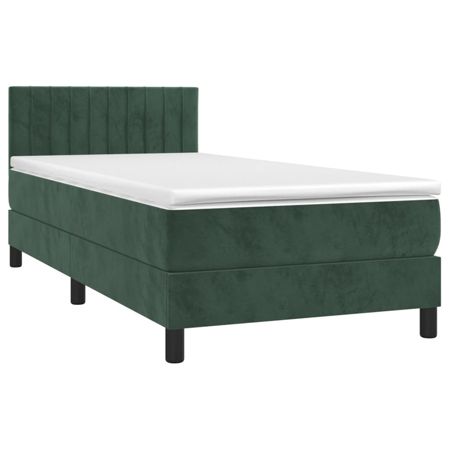 Boxspring met matras en LED fluweel donkergroen 90x190 cm 90 x 190 cm Donkergroen