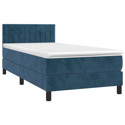 Boxspring met matras en LED fluweel donkerblauw 90x190 cm 90 x 190 cm Donkerblauw