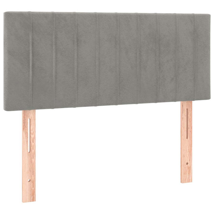 Boxspring Met Matras En Led Fluweel Lichtgrijs 100 x 200 cm Verticale strepen