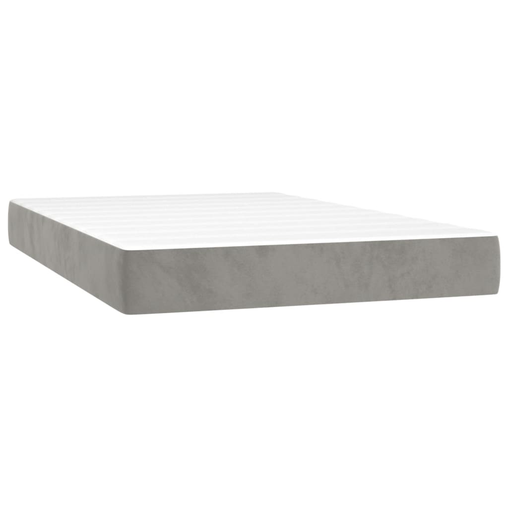 Boxspring Met Matras En Led Fluweel Lichtgrijs 120 x 200 cm Verticale strepen