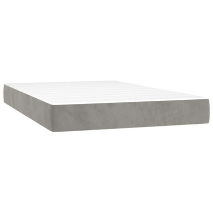 Boxspring Met Matras En Led Fluweel Lichtgrijs 120 x 200 cm Verticale strepen