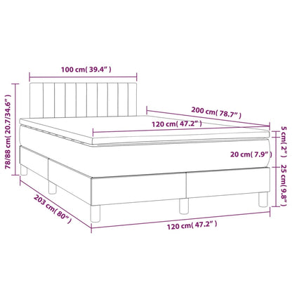 Boxspring Met Matras En Led Fluweel Lichtgrijs 120 x 200 cm Verticale strepen