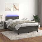 Boxspring Met Matras En Led Fluweel Donkergrijs 120 x 200 cm Verticale strepen