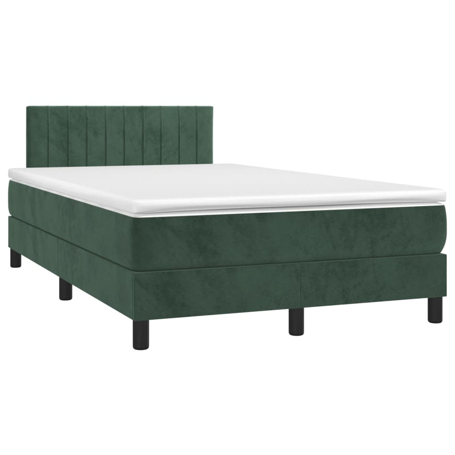 Boxspring met matras en LED fluweel donkergroen 120x200 cm 120 x 200 cm Donkergroen