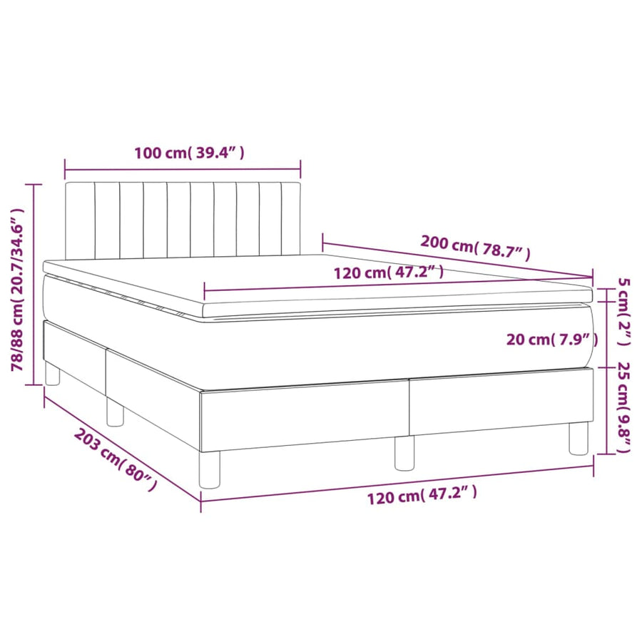 Boxspring met matras en LED fluweel donkergroen 120x200 cm 120 x 200 cm Donkergroen