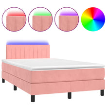 Boxspring met matras en LED fluweel roze 120x200 cm 120 x 200 cm Verticale strepen