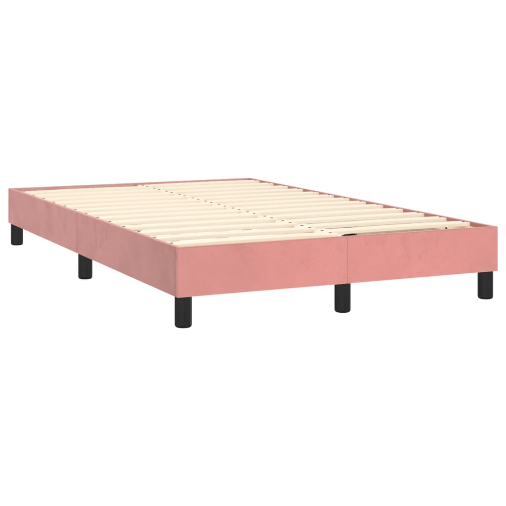 Boxspring met matras en LED fluweel roze 120x200 cm 120 x 200 cm Verticale strepen