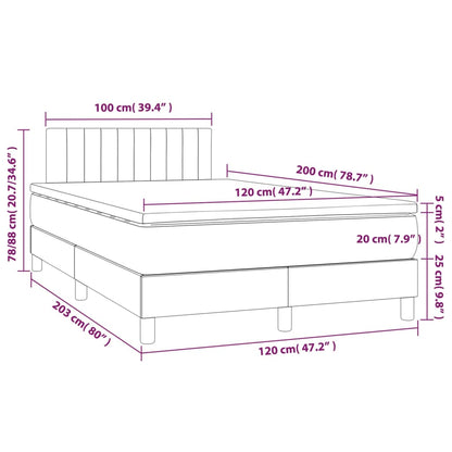 Boxspring met matras en LED fluweel roze 120x200 cm 120 x 200 cm Verticale strepen