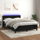 Boxspring Met Matras En Led Fluweel Zwart 140 x 190 cm Verticale strepen