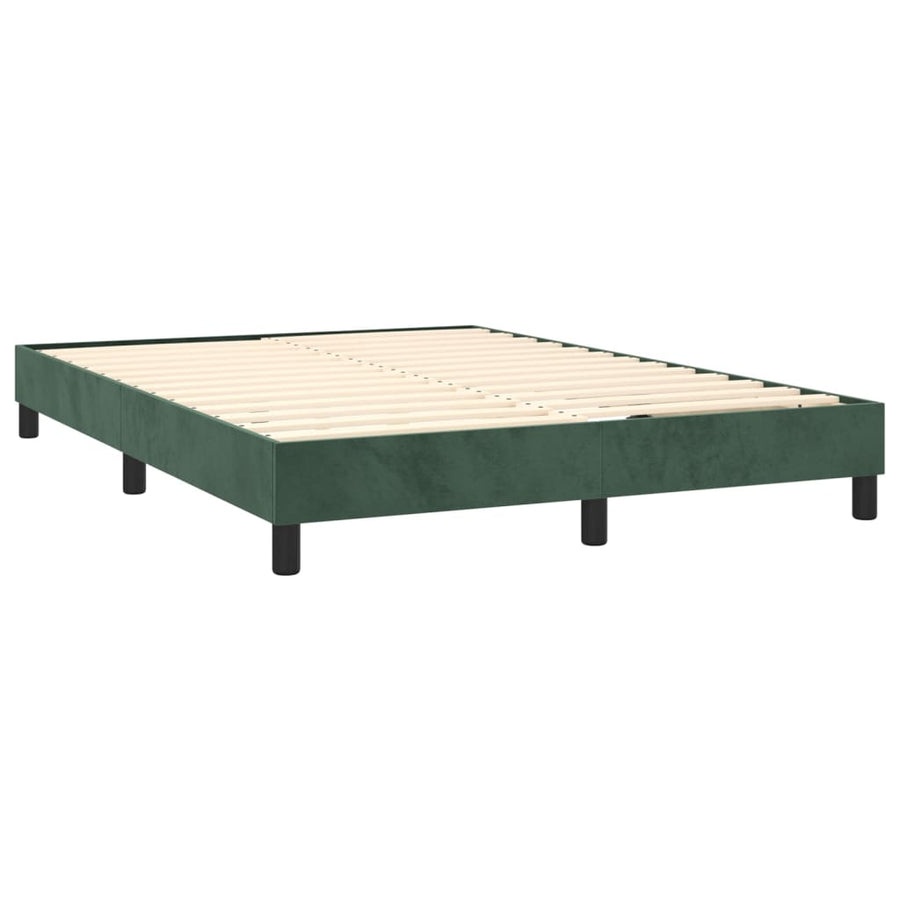 Boxspring met matras en LED fluweel donkergroen 140x190 cm 140 x 190 cm Donkergroen