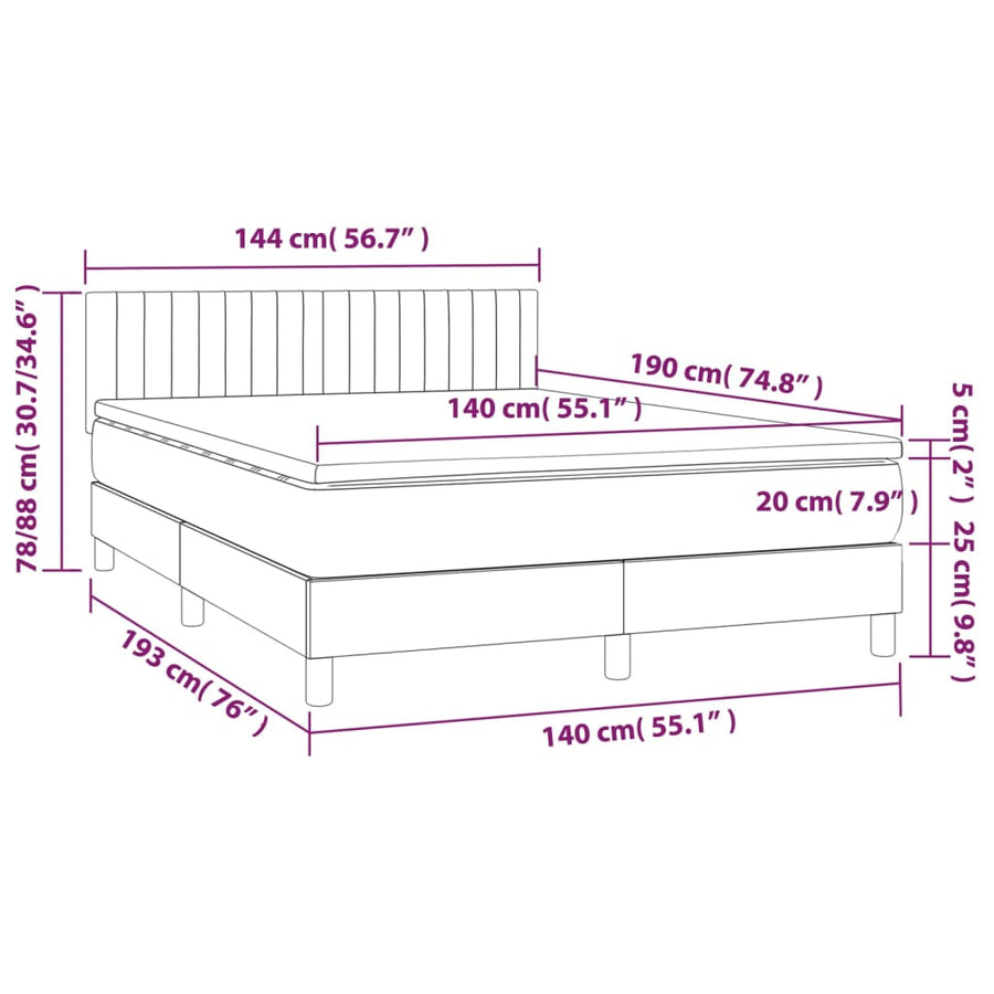 Boxspring met matras en LED fluweel donkergroen 140x190 cm 140 x 190 cm Donkergroen