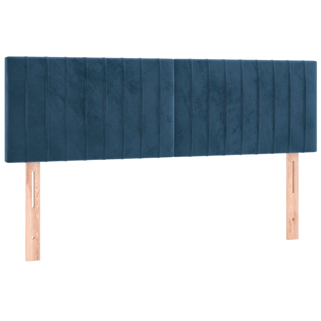 Boxspring Met Matras En Led Fluweel Donkerblauw 140 x 190 cm Verticale strepen