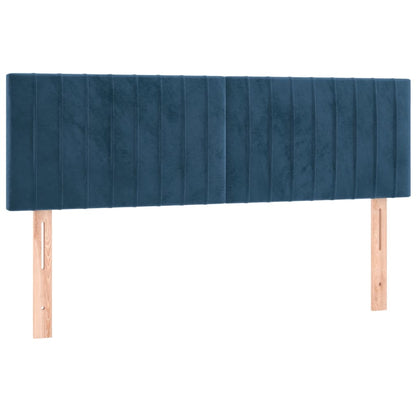 Boxspring Met Matras En Led Fluweel Donkerblauw 140 x 190 cm Verticale strepen