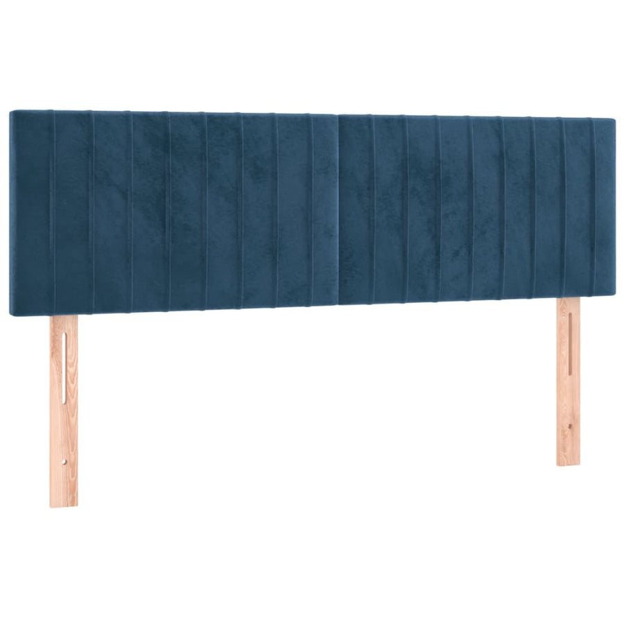 Boxspring Met Matras En Led Fluweel Donkerblauw 140 x 190 cm Verticale strepen
