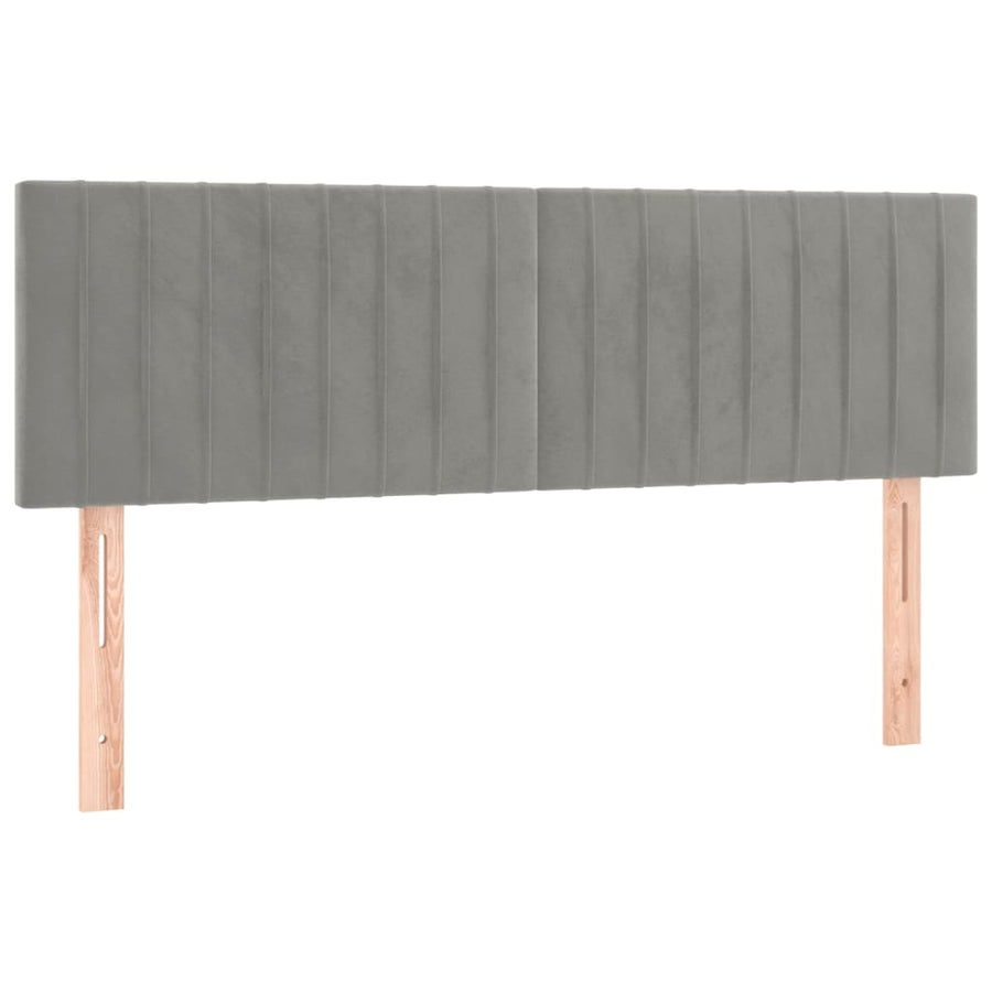 Boxspring Met Matras En Led Fluweel Lichtgrijs 140 x 200 cm Verticale strepen