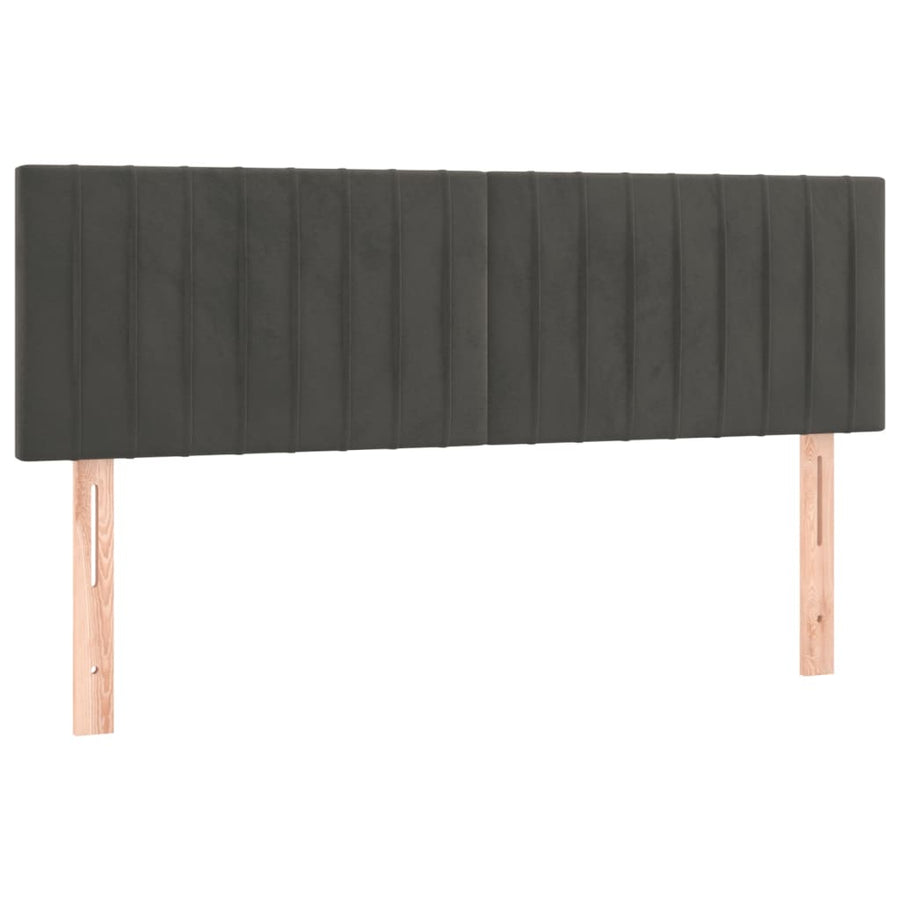Boxspring Met Matras En Led Fluweel Donkergrijs 140 x 200 cm Verticale strepen