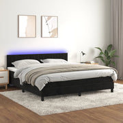 Boxspring 180x200 cm fluweel zwart met matras en LED