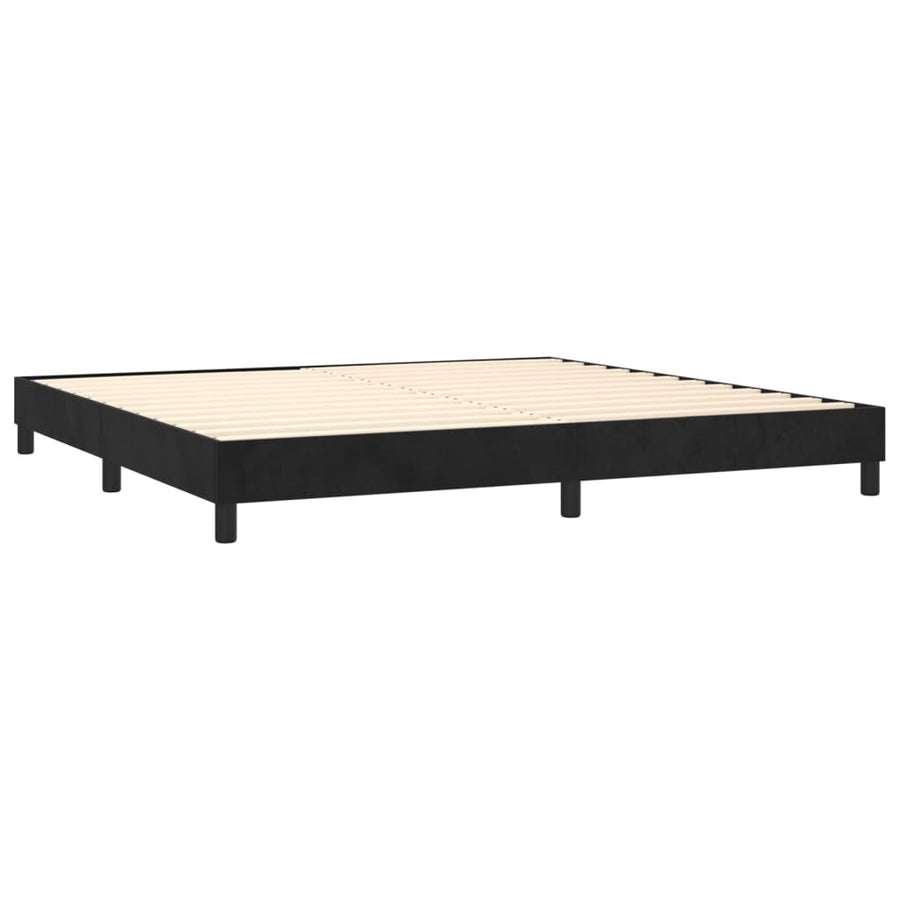 Boxspring met matras en LED fluweel zwart 200x200 cm 200 x 200 cm Verticale strepen
