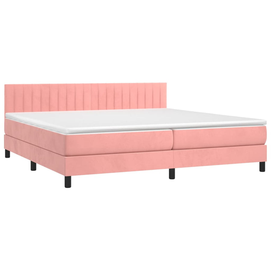 Boxspring met matras en LED fluweel roze 200x200 cm 200 x 200 cm Roze