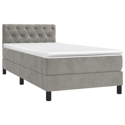 Boxspring Met Matras En Led Fluweel Lichtgrijs 80 x 200 cm Getuft ontwerp