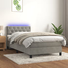 Boxspring Met Matras En Led Fluweel Lichtgrijs 80 x 200 cm Getuft ontwerp