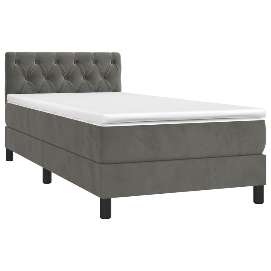 Boxspring Met Matras En Led Fluweel Donkergrijs 80 x 200 cm Getuft ontwerp