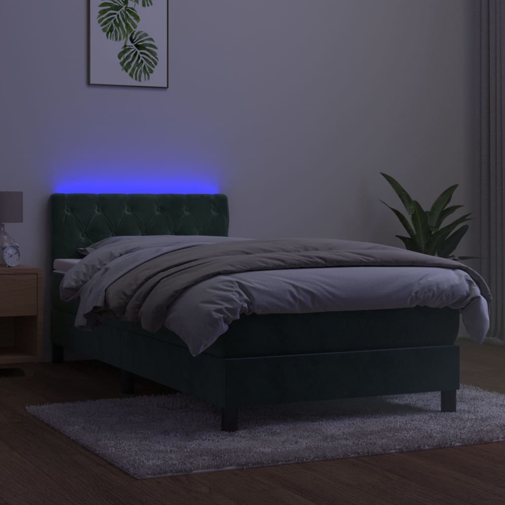 Boxspring Met Matras En Led Fluweel Donkergroen 80 x 200 cm Getuft ontwerp