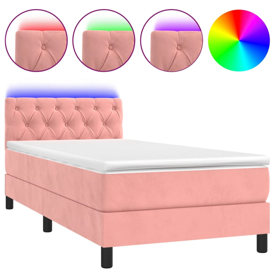 Boxspring met matras en LED fluweel roze 80x200 cm 80 x 200 cm Roze