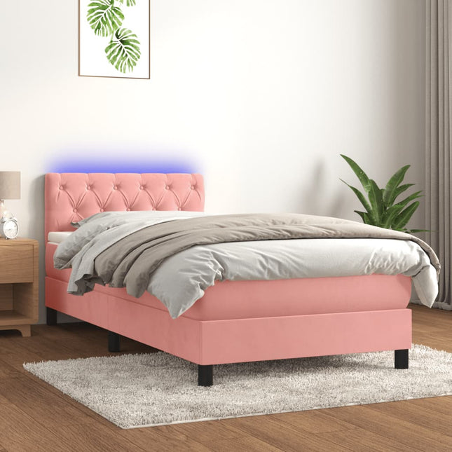 Boxspring met matras en LED fluweel roze 80x200 cm 80 x 200 cm Roze