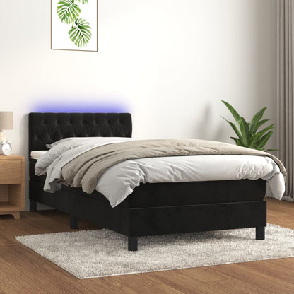 Boxspring met matras en LED fluweel zwart 90x190 cm 90 x 190 cm Zwart