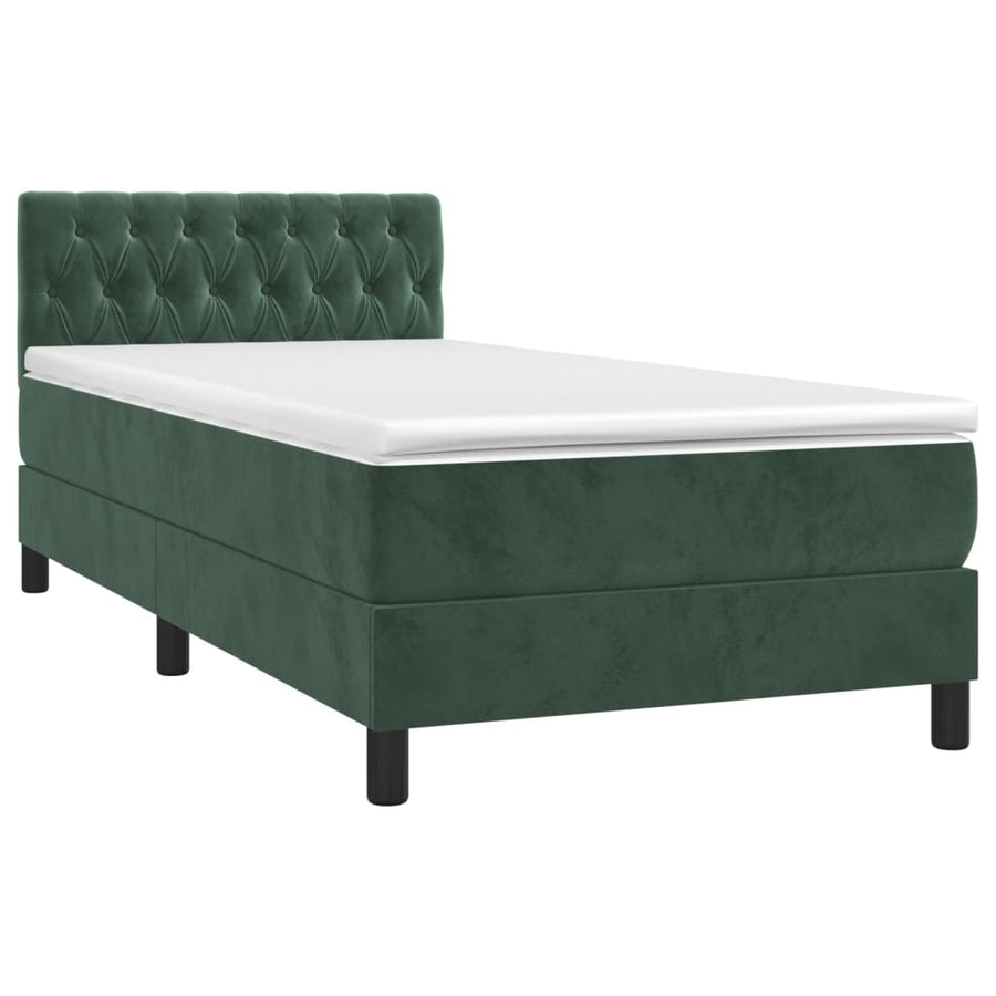 Boxspring Met Matras En Led Fluweel Donkergroen 90 x 190 cm Getuft ontwerp