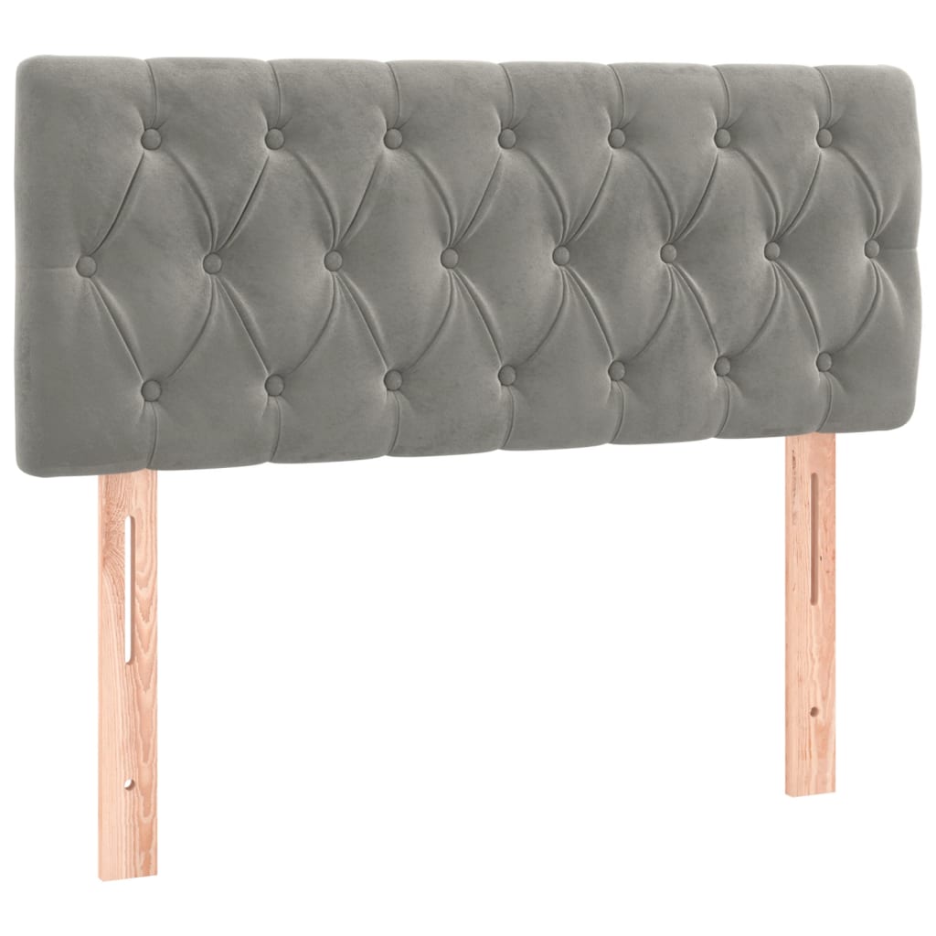 Boxspring Met Matras En Led Fluweel Lichtgrijs 100 x 200 cm Getuft ontwerp