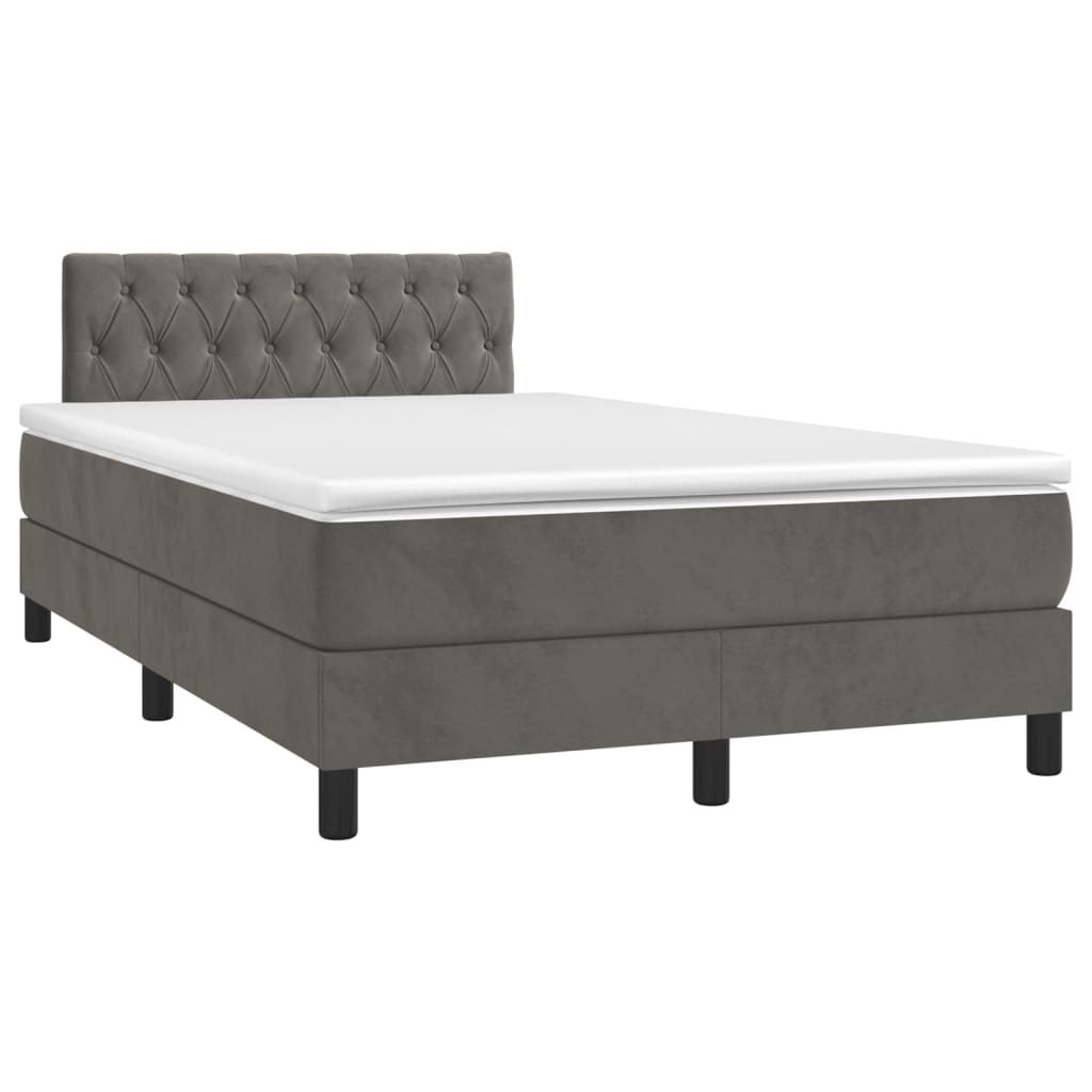 Boxspring Met Matras En Led Fluweel Donkergrijs 120 x 200 cm Getuft ontwerp