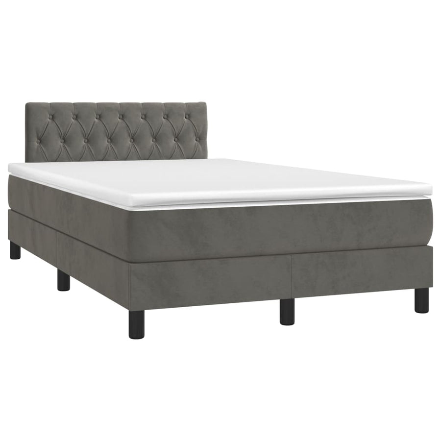 Boxspring Met Matras En Led Fluweel Donkergrijs 120 x 200 cm Getuft ontwerp