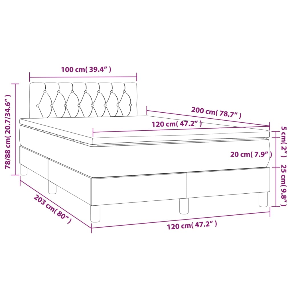 Boxspring met matras en LED fluweel donkergroen 120x200 cm 120 x 200 cm Donkergroen