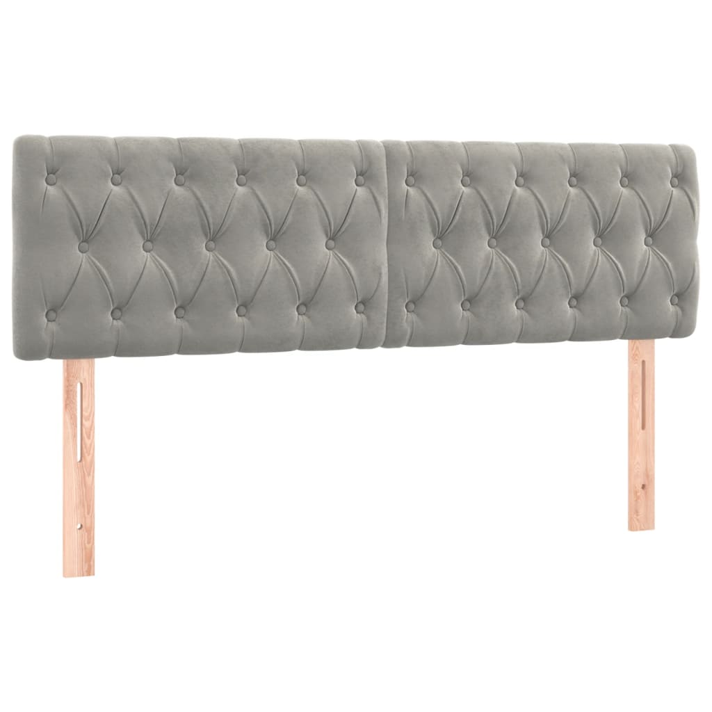 Boxspring Met Matras En Led Fluweel Lichtgrijs 140 x 190 cm Getuft ontwerp