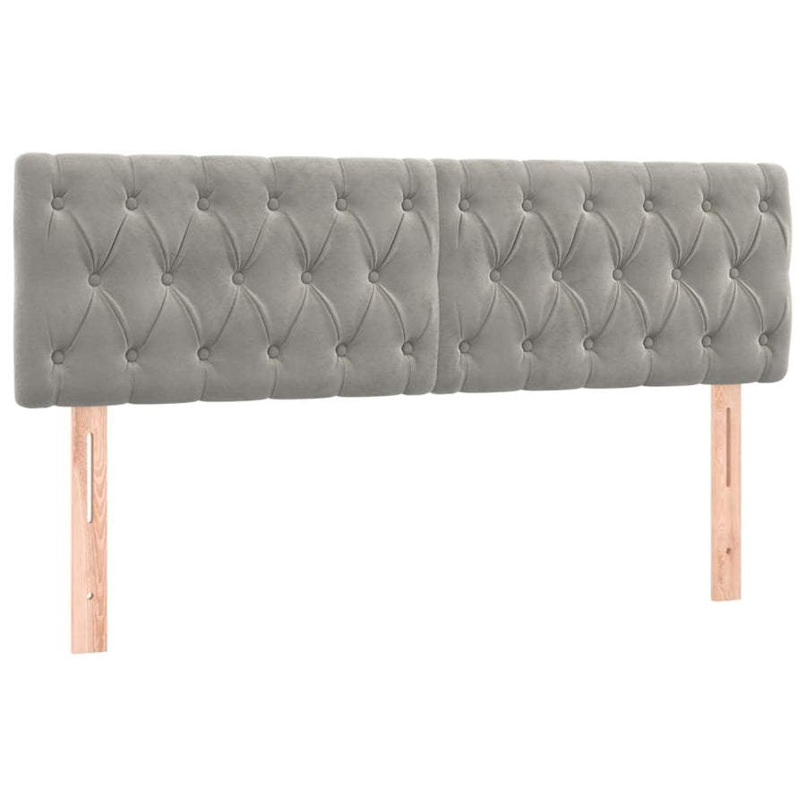 Boxspring Met Matras En Led Fluweel Lichtgrijs 140 x 190 cm Getuft ontwerp