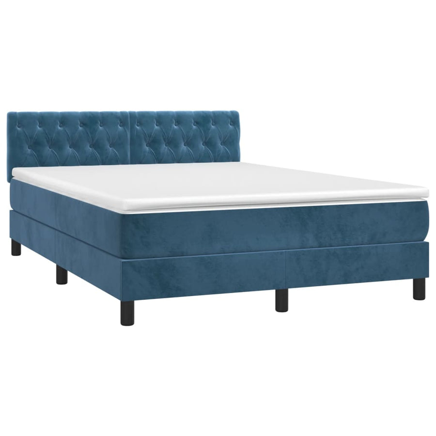 Boxspring met matras en LED fluweel donkerblauw 140x200 cm 140 x 200 cm Donkerblauw