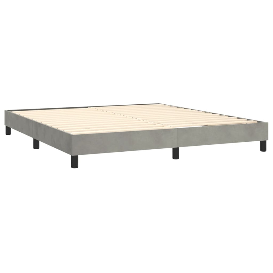 Boxspring Met Matras En Led Fluweel Lichtgrijs 160 x 200 cm Getuft ontwerp