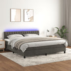 Boxspring Met Matras En Led Fluweel Donkergrijs 160 x 200 cm Getuft ontwerp