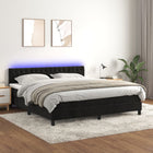 Boxspring met matras en LED fluweel zwart 160x200 cm 160 x 200 cm Getuft ontwerp