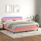 Boxspring Met Matras En Led Fluweel Roze 160 x 200 cm Getuft ontwerp