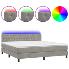 Boxspring Met Matras En Led Fluweel Lichtgrijs 180 x 200 cm Getuft ontwerp