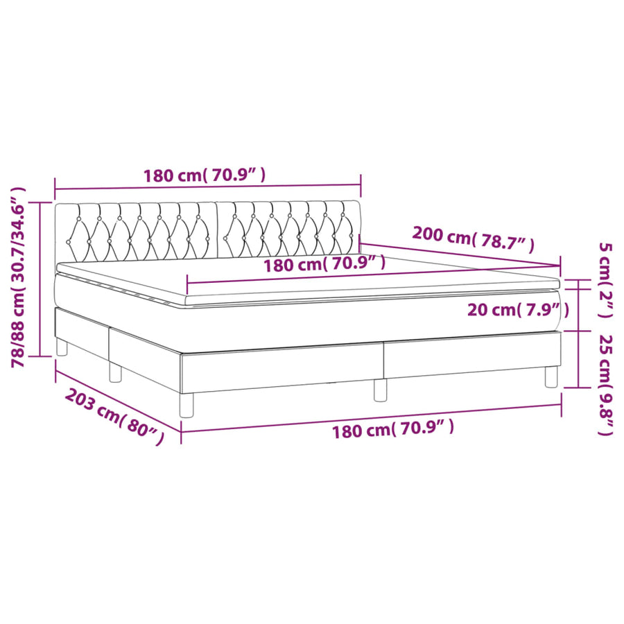 Boxspring Met Matras En Led Fluweel Zwart 180X200 Cm Zwart 180 x 200 cm Getuft ontwerp