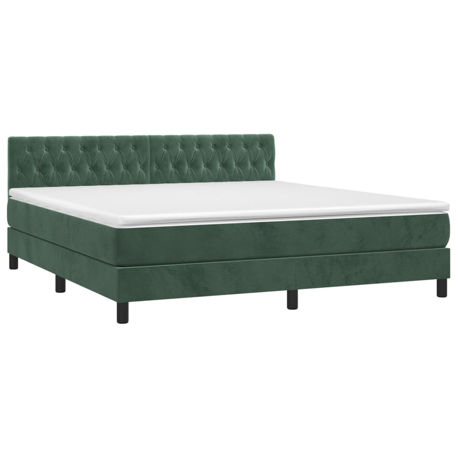 Boxspring Met Matras En Led Fluweel Donkergroen 180 x 200 cm Getuft ontwerp