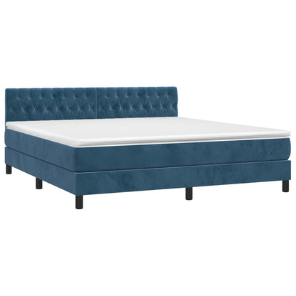 Boxspring met matras en LED fluweel donkerblauw 180x200 cm