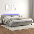 Boxspring met matras LED fluweel lichtgrijs 200x200 cm