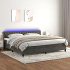 Boxspring met matras LED 200x200 cm donkergrijs fluweel