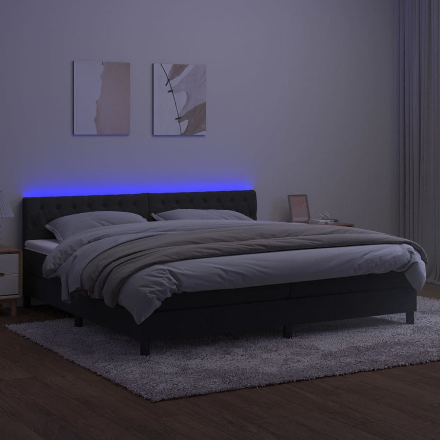 Boxspring met matras en LED fluweel zwart 200x200 cm 200 x 200 cm Zwart