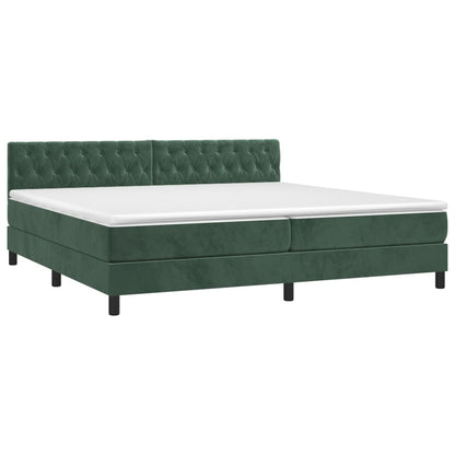 Boxspring Met Matras En Led Fluweel Donkergroen 200 x 200 cm Getuft ontwerp